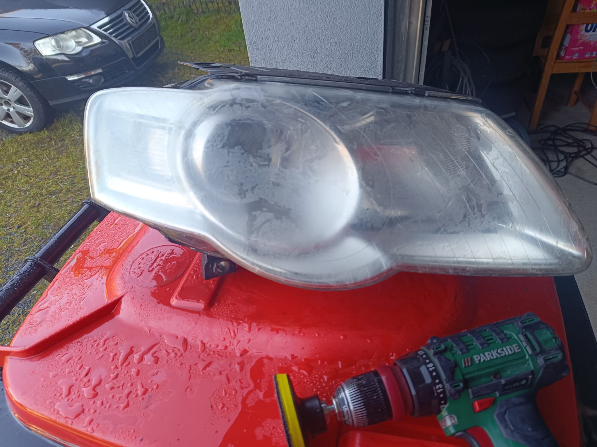 Before Headlight Polishing